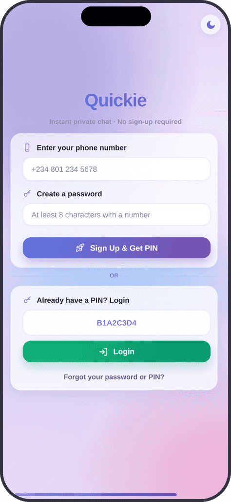 Quickie Chat Login